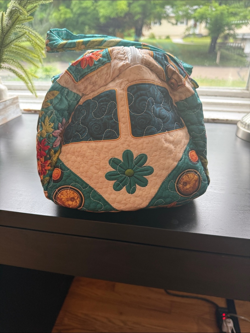 Quilted Floral Shoulder Bag in Teal - Picture 2 of 11